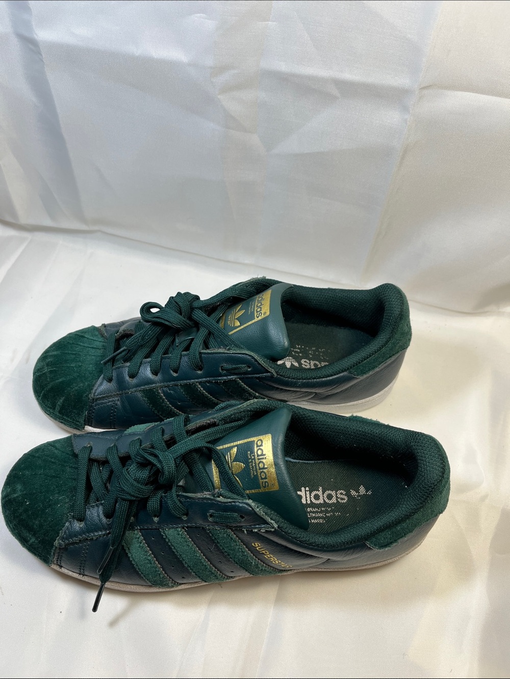 adidas women’s Dark Green Leather & Suede Sneakers